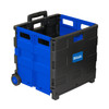 Folding Cart on Wheels w/Lid Cover, 16" x 18" x 15", Black/Blue Folding Cart on Wheels w/Lid Cover, 16" x 18" x 15", Black/Blue