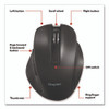 Wireless Ergonomic Curved Optical USB Mouse, 2.4 GHz Frequency/33 ft Wireless Range, Left/Right Hand Use, Black