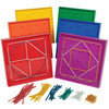 Double-Sided Geoboard Set - 5 x 5 Grid / 12 Pin Circular Array - Set of 6