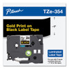 TZe Standard Adhesive Laminated Labeling Tape, 0.94" x 26.2 ft, Gold on Black