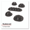 Cord Clips, Assorted Sizes, Black, 16/Pack Cord Clips, Assorted Sizes, Black, 16/Pack