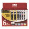 956114 (PGI-225, PGI-226) Ink, Black/Cyan/Magenta/(2) Photo Black/Yellow, 6/Pack