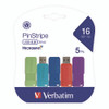 PinStripe USB 2.0 Flash Drive, 16 GB, Assorted Colors, 5/Pack