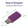 PinStripe USB 2.0 Flash Drive, 16 GB, Assorted Colors, 5/Pack