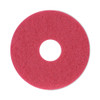 Buffing Floor Pads, 12" Diameter, Red, 5/Carton