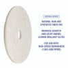 Natural Burnishing Floor Pads, 27" Diameter, White, 5/Carton