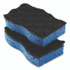Scrunge Heavy-Duty Sponge, 2.63" x 4.25", 1" Thick, Black/Blue, 2/Pack, 8 Packs/Carton