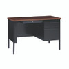 Single Pedestal Steel Desk, 45" x 24" x 29.5", Mocha/Black, Black Legs