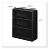 Metal Bookcase, Three-Shelf, 34.5w x 12.63d x 41h, Black