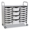 Callero Plus Treble Column Trolley Set 17, Metal, 1 Shelf, 16 F1 Bins, 4 F2 Bins, 40.6" x 17.3" x 41.5", Silver/Light Gray