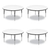 Dry Erase Markerboard Activity Tables, Round, 42" x 19" to 29", White Top, Black Legs, 4/Pallet