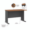 Series A Collection Workstation Desk, 47.63" x 26.88" x 29.88", Natural Cherry/Slate Gray