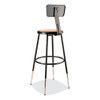 6200 Series 25" to 33" Height Adjustable Heavy Duty Stool with Backrest, Supports Up to 500 lb, Brown Seat, Black Base