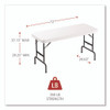 Fold in Half Plastic Folding Table, Rectangular, 72w x 29.63d x 29.25 to 37.13h, White