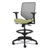 Solve Series Mesh Back Task Stool, Supports Up to 300 lb, 23" to 33" Seat Height, Meadow Seat, Fog Back, Black Base