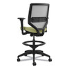 Solve Series Mesh Back Task Stool, Supports Up to 300 lb, 23" to 33" Seat Height, Meadow Seat, Fog Back, Black Base