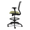 Solve Series Mesh Back Task Stool, Supports Up to 300 lb, 23" to 33" Seat Height, Meadow Seat, Fog Back, Black Base