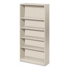 Metal Bookcase, Five-Shelf, 34.5w x 12.63d x 71h, Light Gray