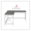L-Shaped Farmhouse Desk, 58.27" x 58.27" x 29.53", Gray/White