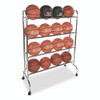 Powder-Coated Ball Cart, Metal, 132 lb Capacity, 17 x 41 x 53, Silver