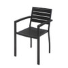 Eveleen Outdoor Patio Table with Two Black Powder-Coated Polymer Chairs and Two Benches, 32 x 55, Gray