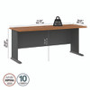 Series A Collection Workstation Desk, 71.63" x 26.88" x 29.88", Natural Cherry/Slate Gray