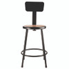 6200 Series Heavy Duty Steel Stool With Backrest, Supports Up to 500 lb, 24" Seat Height, Brown Seat, Black Back/Base