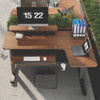 L-Shaped Standing Desk with Keyboard Tray, Right Desk, 61.25" x 43.25" x 34.38" to 52.88", Walnut/Black