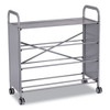 Callero Plus Treble Column Trolley Set 13, Metal, 1 Shelf, 12 F2 Deep Bins, 40.6" x 17.3" x 41.5", Silver/Grass Green