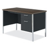 Single Pedestal Steel Desk, 45.25" x 24" x 29.5", Mocha/Black, Chrome Legs