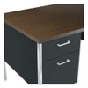 Single Pedestal Steel Desk, 45.25" x 24" x 29.5", Mocha/Black, Chrome Legs