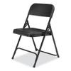 800 Series Plastic Folding Chair, Supports Up to 500 lb, 18" Seat Height, Black Seat, Black Back, Black Base, 4/Carton