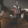 Python II Ergonomic Chair, Supports up to 300 lb, 18.88" to 22.83" Seat Height, Black Fabric Seat, Black/Red Fabric Back