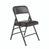 1300 Series Premium Vinyl Upholstered Triple Brace Double Hinge Folding Chair, Supports 500 lb, Black Seat/Back/Base, 4/Pack