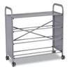 Callero Plus Treble Column Trolley Set 16, Metal, 1 Shelf, 6 F2 Deep Bins, 40.6" x 17.3" x 41.5", Silver/Translucent Frost