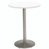 Pedestal Bistro Table with Four Yellow Kool Series Barstools, Round, 36"Dia x 41h, Designer White
