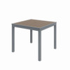 Eveleen Outdoor Patio Table with Four Mocha Powder-Coated Polymer Chairs, Square, 32", Mocha