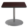 Cafe Table, 36w x 36d x 30h, Square Top/Round Base, Mahogany Top, Gray Base