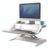 Lotus DX Sit-Stand Workstation, 32.75" x 24.25" x 5.5" to 22.5", White