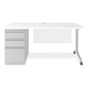 Alera Modern Teacher Series Pedestal Desk, Left-Side Pedestal: Box/Box/File, 60" x 24" x 28.75", White/Silver