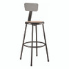 6200 Series Heavy Duty Steel Stool With Backrest, Supports Up to 500 lb, 30" Seat Height, Brown Seat, Black Back/Base