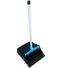 LobbyMaster Plastic Dust Pan, 11.72" Wide, 31" PVC Handle, Blue/Black