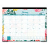 Reflections Desk Pad Calendar, Floral Artwork, 22 x 17, Assorted Sheet Colors, Black Binding, 12-Month (Jan to Dec): 2025