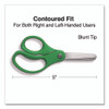 Kids' Blunt Tip Stainless Steel Safety Scissors, 5" Long, 2.05" Cut Length, Straight Green Handle