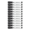 Chisel Tip Low-Odor Dry-Erase Markers with Erasers, Broad Chisel Tip, Black, Dozen