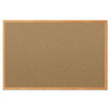 Economy Cork Board with Oak Frame, 48" x 36", Tan Surface, Oak Finished Fiberboard (MDF) Frame