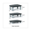 Adjustable Height Monitor Stand, 15" x 12" x 2.63" to 5.78", Black/Silver, Supports 80 lbs