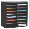 Wood Adjustable 16 Compartment Literature Organizer, 16 Sections, Letter Size, 20 x 11.8 x 21.4, Black