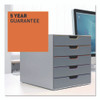 VARICOLOR Stackable Plastic Drawer Box, 5 Drawers, Letter to Folio Size Files, 11.5" x 14" x 11", Gray