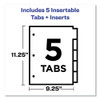 Big Tab Insertable One-Pocket Plastic Dividers, 5-Tab, 11.13 x 9.25, Assorted, 1 Set